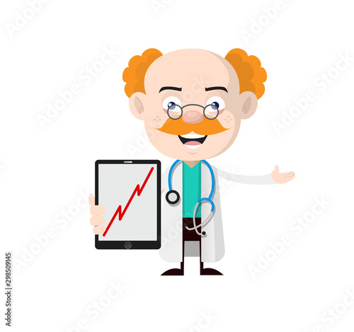 Medical Professional Doctor - Presenting Profit Growing Graph on Tablet