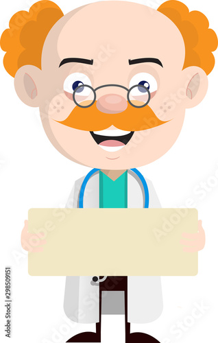 Medical Professional Doctor - Standing with Message Board