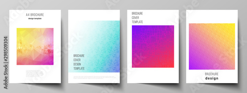 The vector layout of A4 format modern cover mockups design templates for brochure, magazine, flyer, booklet, annual report. Abstract geometric pattern with colorful gradient business background. © Raevsky Lab