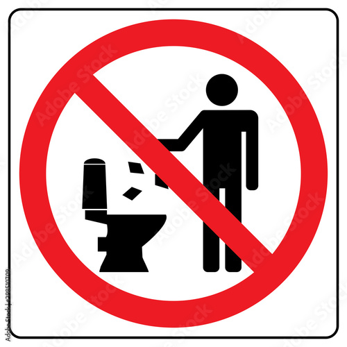 Do not litter in toilet icon. Keep clean sign. Silhouette of a man, throw garbage in a bin