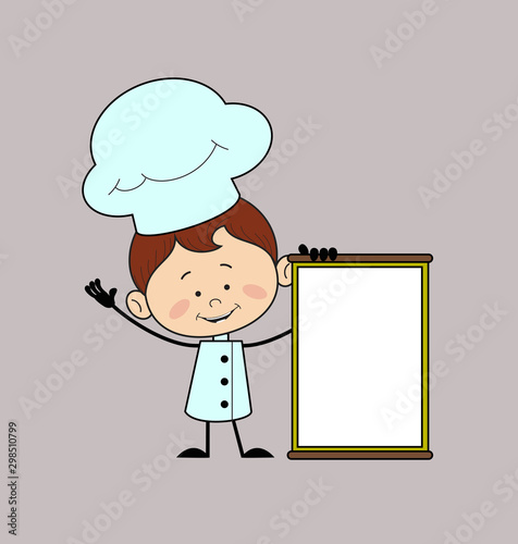 Kitchen Character Chef - Joyfully Presenting a Blank  Board