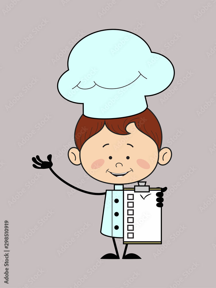 Kitchen Character Chef - Showing a Checklist Kitchen Character Chef - Showing a Checklist