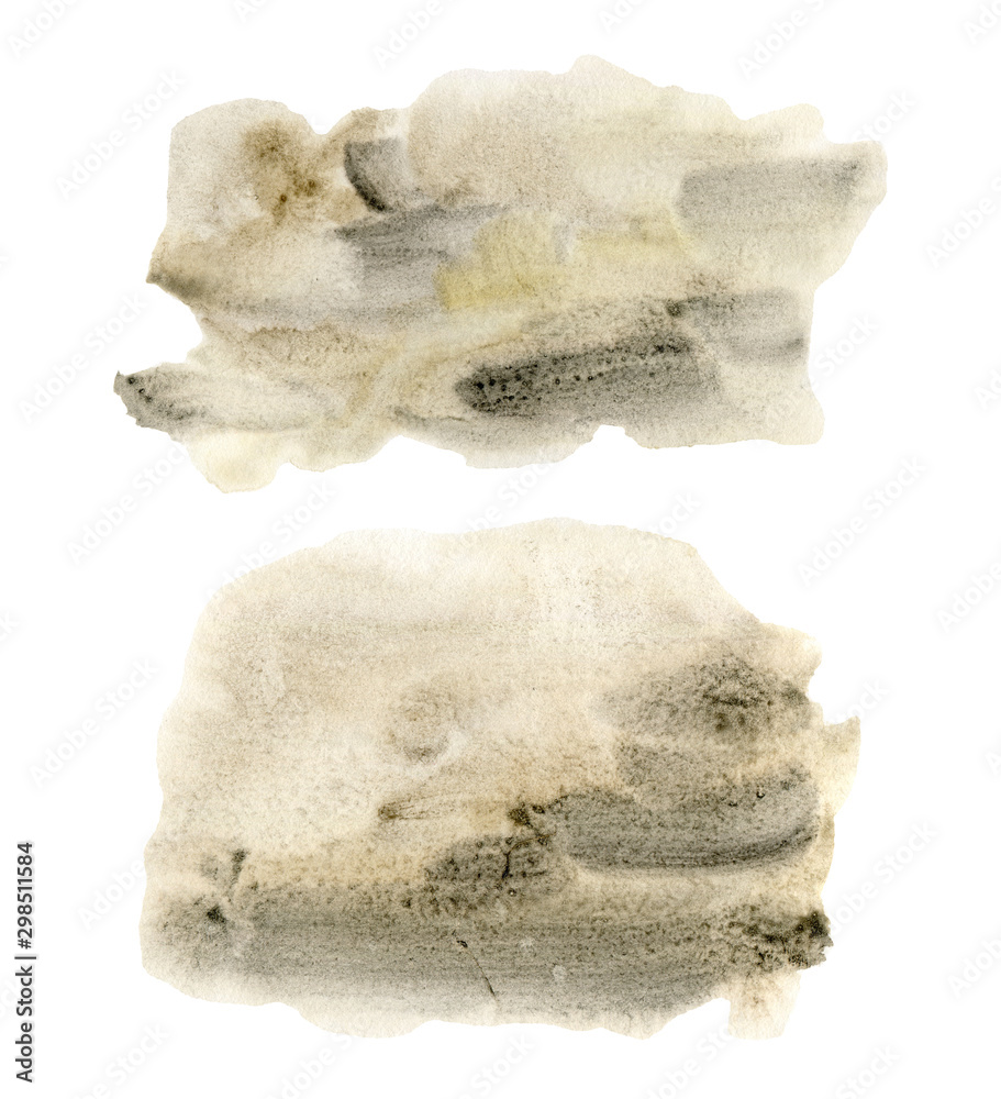 Watercolor texture with beige and black points set. Hand painted beautiful illustration with stains isolated on white background. For design, print, fabric or background. Watercolor texture with beige and black points set. Hand painted beautiful illustration with stains isolated on white background. For design, print, fabric or background.