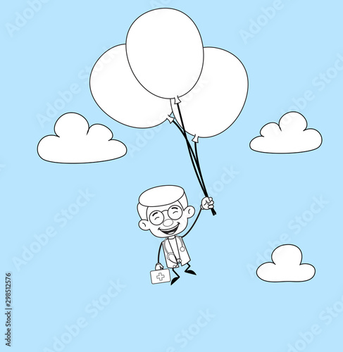 Gynecologist Doctor - Flying with Balloons