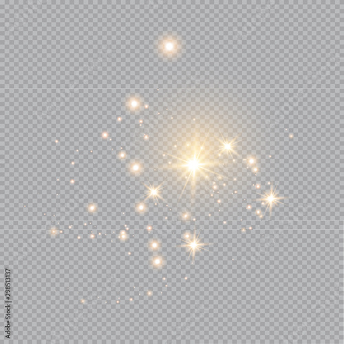 Merry Christmas. golden fire on a transparent background  golden dusty stars. vector illustrator