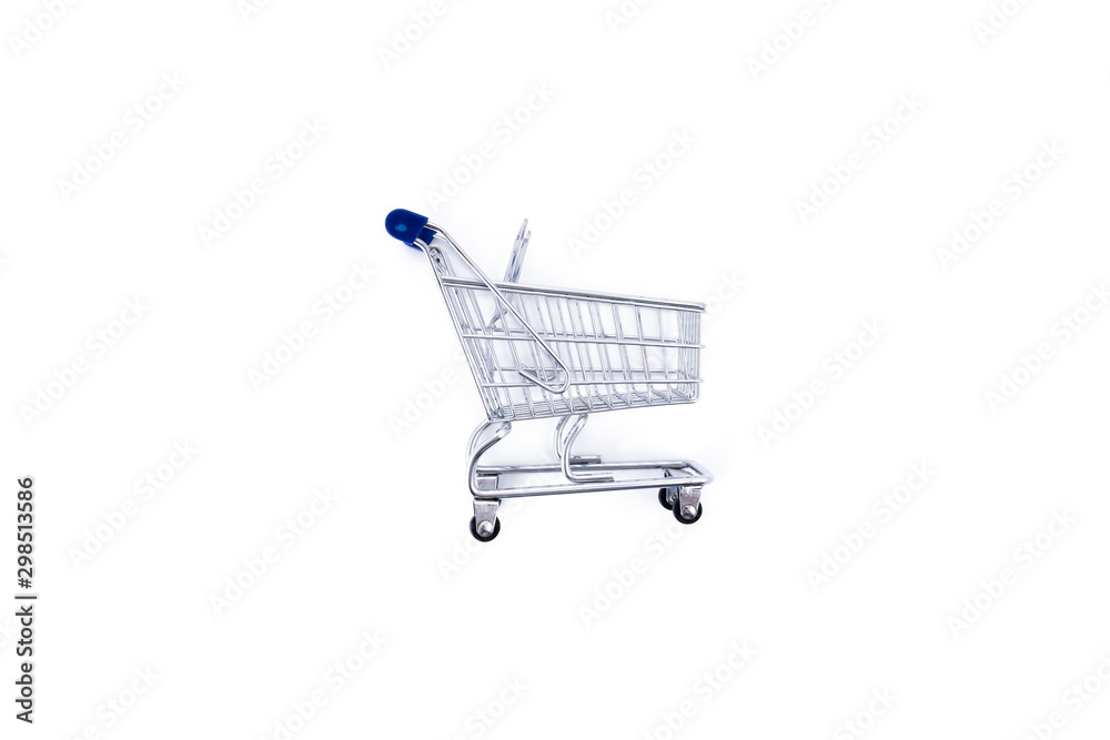 empty shopping cart over white background
