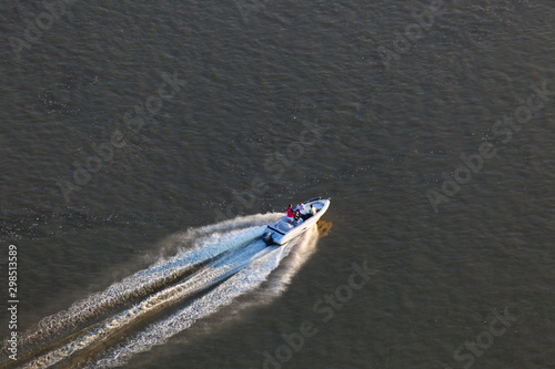 Aerial view of the boat on the Drava River © Goran