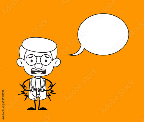 Gynecologist Doctor - Feeling Pain in Stomach with Speech Bubble