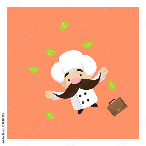 Funny Short Chef - Jumping in Excitement with money
