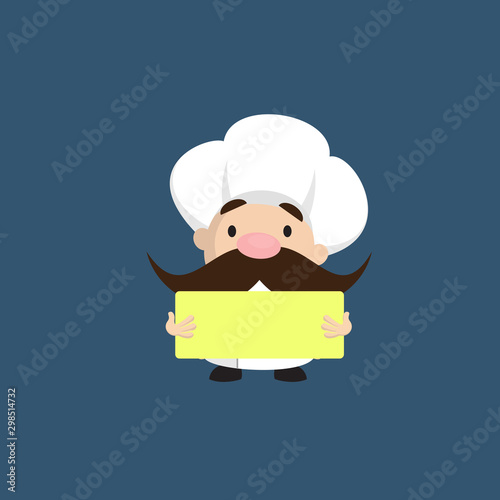 Funny Short Chef - Standing with Message Board