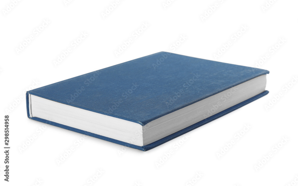 Book with blank blue cover on white background Book with blank blue cover on white background