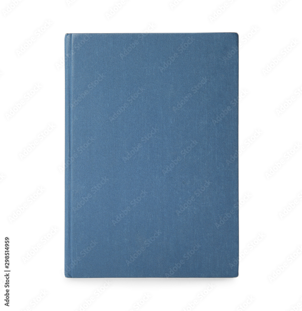 Book with blank blue cover on white background Book with blank blue cover on white background