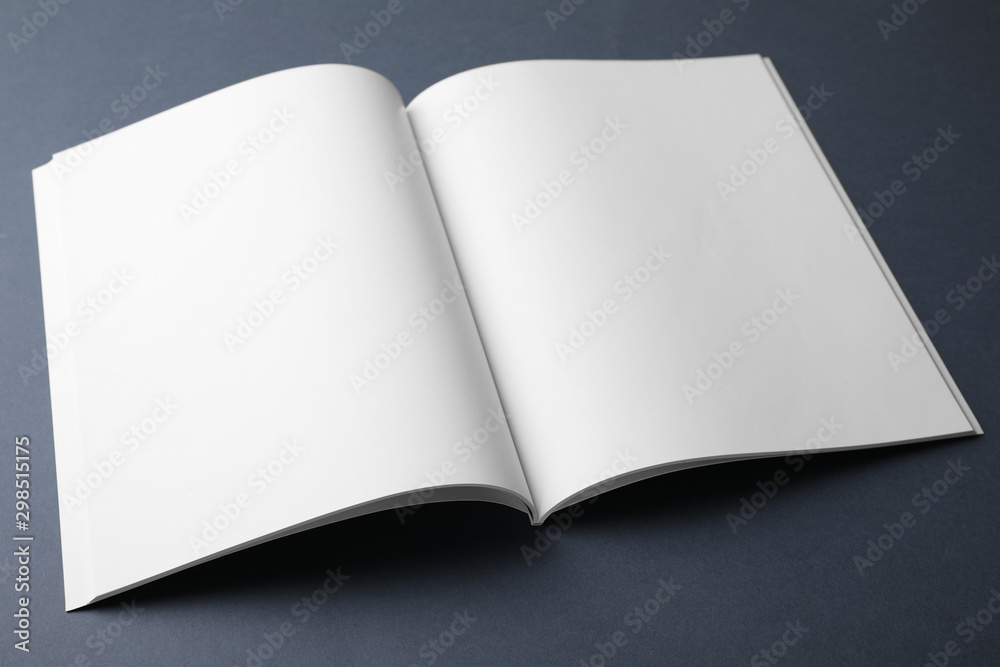 Blank book on dark grey background. Mock up for design Blank book on dark grey background. Mock up for design