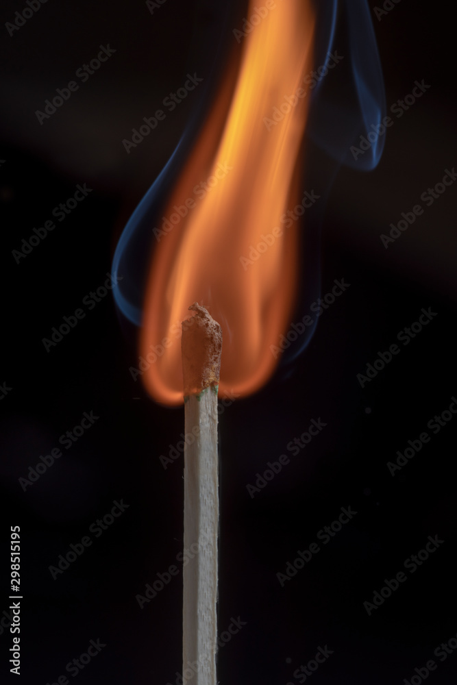 burning matches isolated on black background. Macro photography burning matches isolated on black background. Macro photography