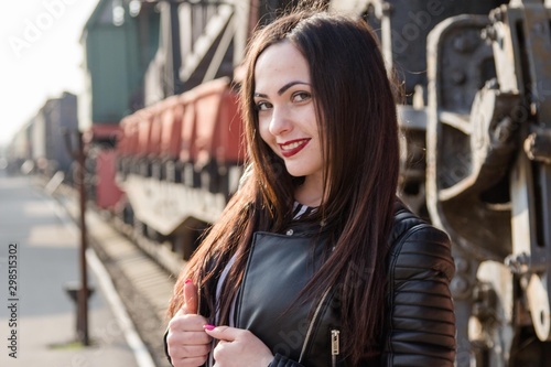 girl near the train