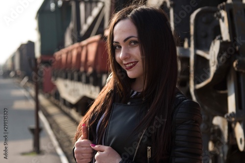 girl near the train