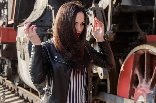 girl near the train