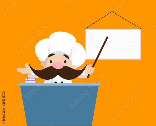 Funny Short Chef - Presenting on White Board