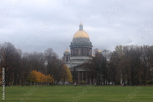 View of St. Isaac's Cathedral in autumn in St. Petersburg, Russia