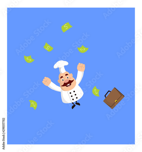 Fat Funny Chef - Jumping in Excitement with money