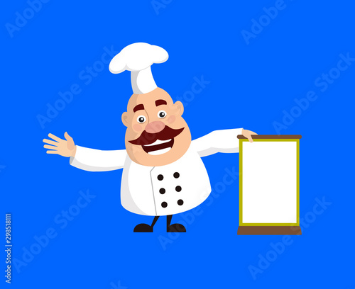 Fat Funny Chef - Standing with a Blank Board