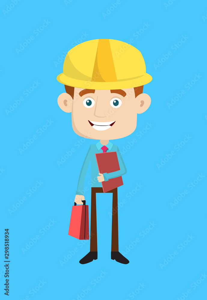 Engineer Builder Architect - Standing with File and Briefcase