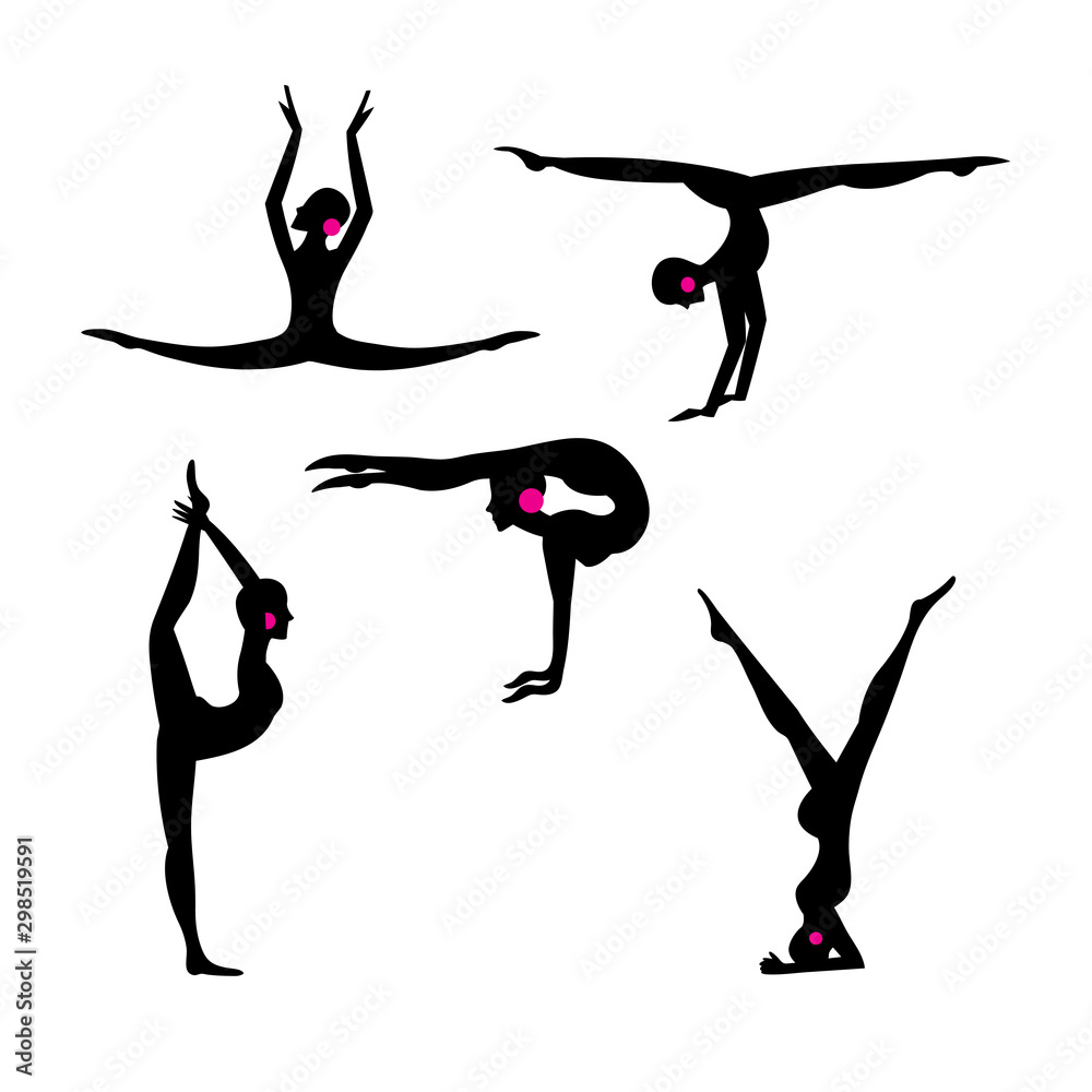 Vector set of silhouettes of gymnasts on a white background Vector set of silhouettes of gymnasts on a white background