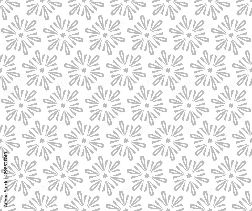 Abstract geometric pattern with lines, snowflakes. A seamless vector background. White and grey texture. Graphic modern pattern