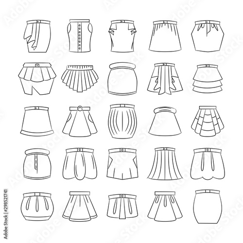 sketch and hand drawn skirt icons set