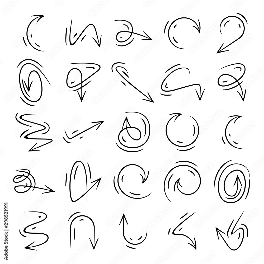 doodle arrows icons set comic style doodle arrows icons set comic style