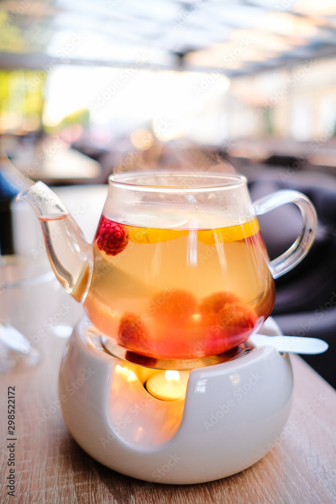 fruit tea with raspberry and lemon fruit tea with raspberry and lemon