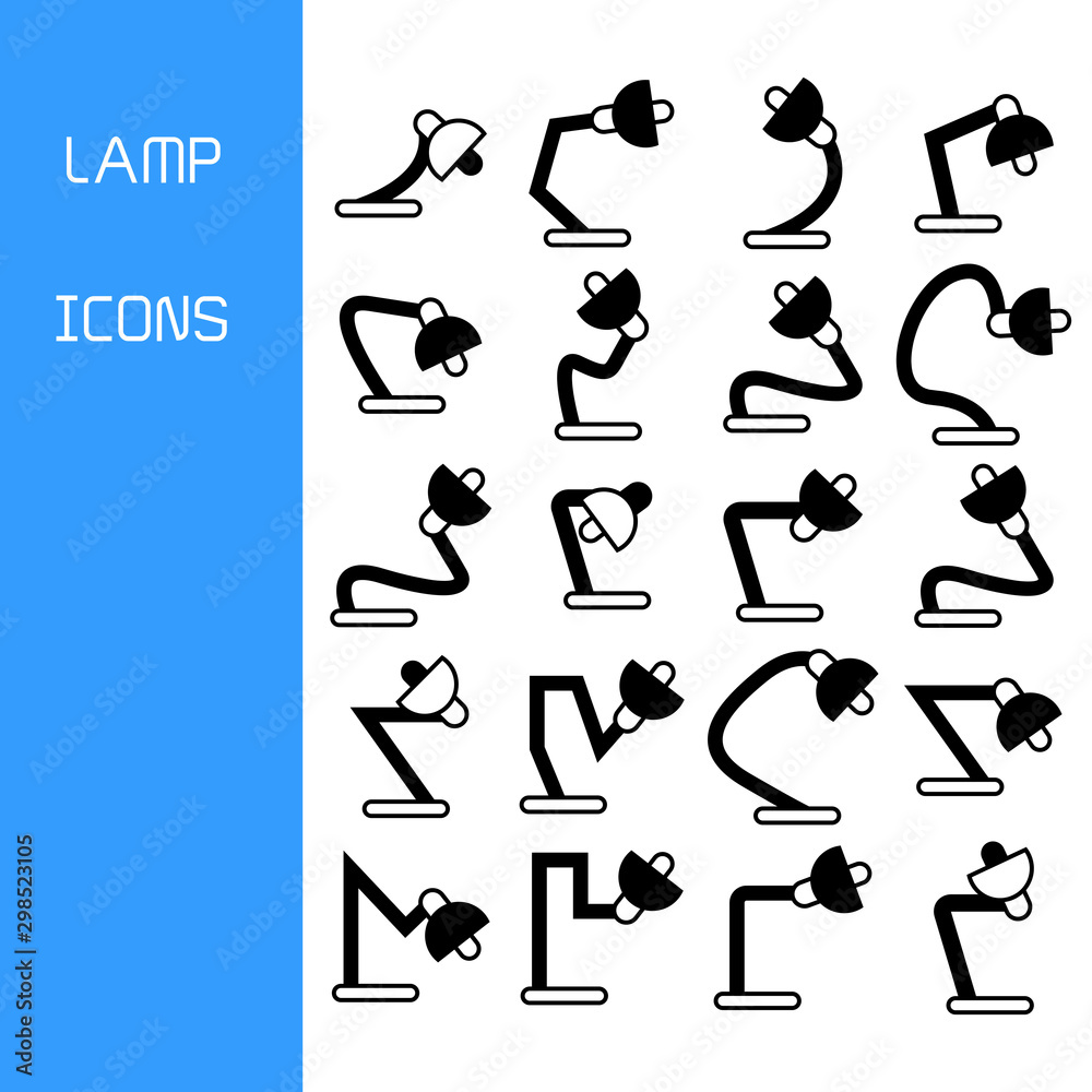 Obraz premium lamp furniture decoration icons set