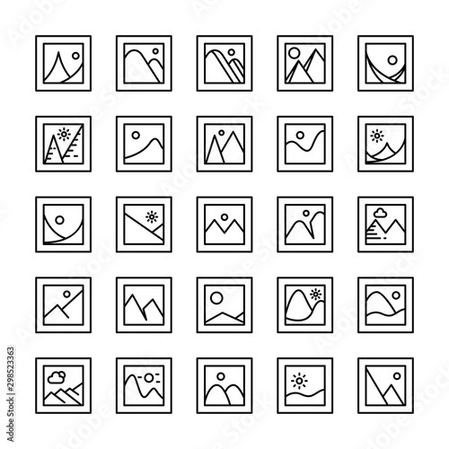 photo and image file icons set line design