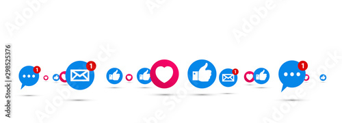  icone, consensi, like, social network, messaggi, chat