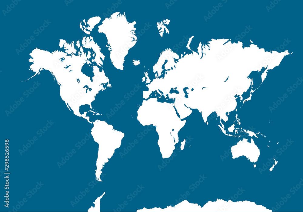 World Map on blue background.
