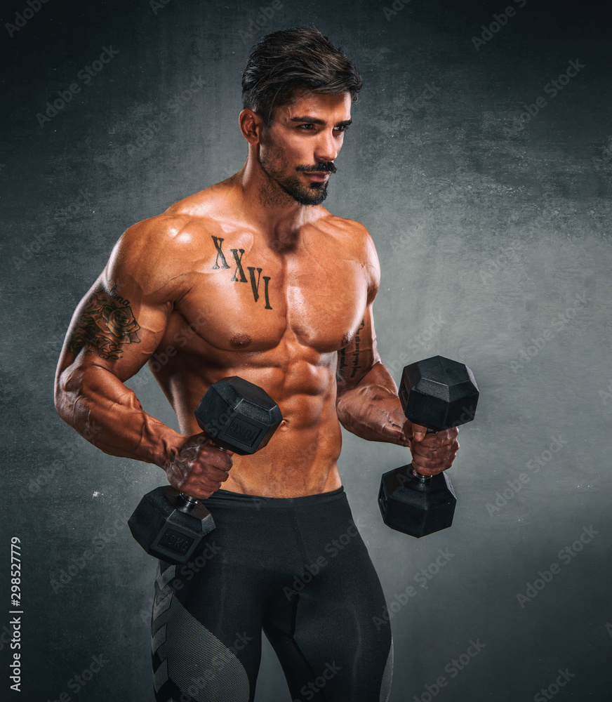 Handsome Muscular Men Lifting Weights