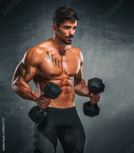 Handsome Muscular Men Lifting Weights © mrbigphoto