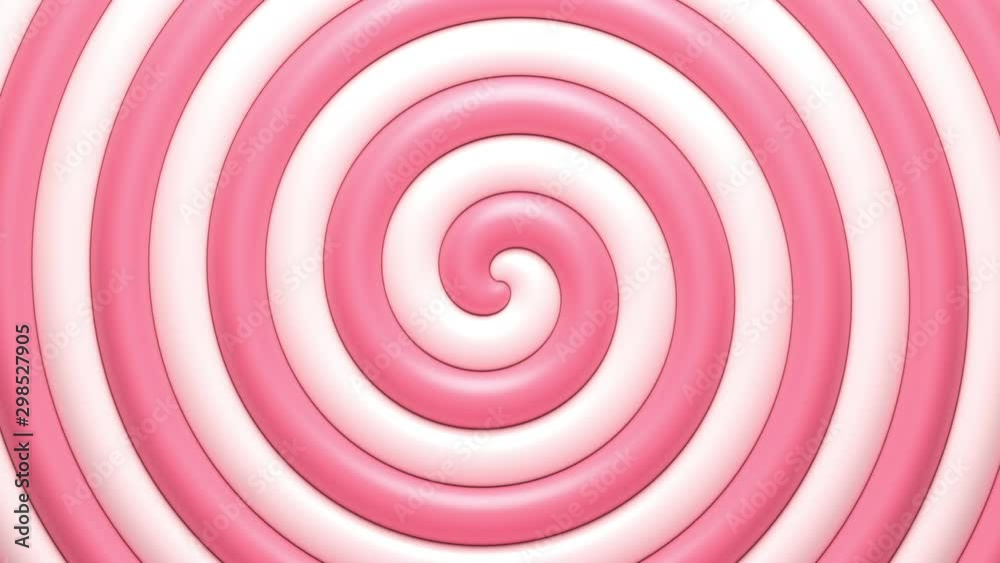 Sweet candy pink and white spiral rotating background. Seamless loop. 3d rendering