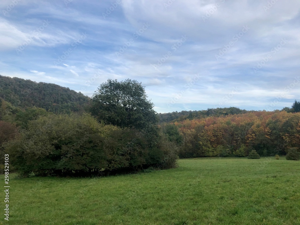 Herbst Wanderung mit der ganzen Familie in der Eifel an einem sonnigen Tag Herbst Wanderung mit der ganzen Familie in der Eifel an einem sonnigen Tag
