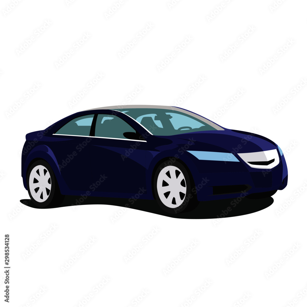 Sedan blue realistic vector illustration isolated Sedan blue realistic vector illustration isolated