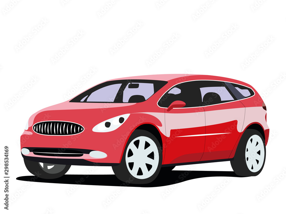 Fototapeta premium SUV red realistic vector illustration isolated