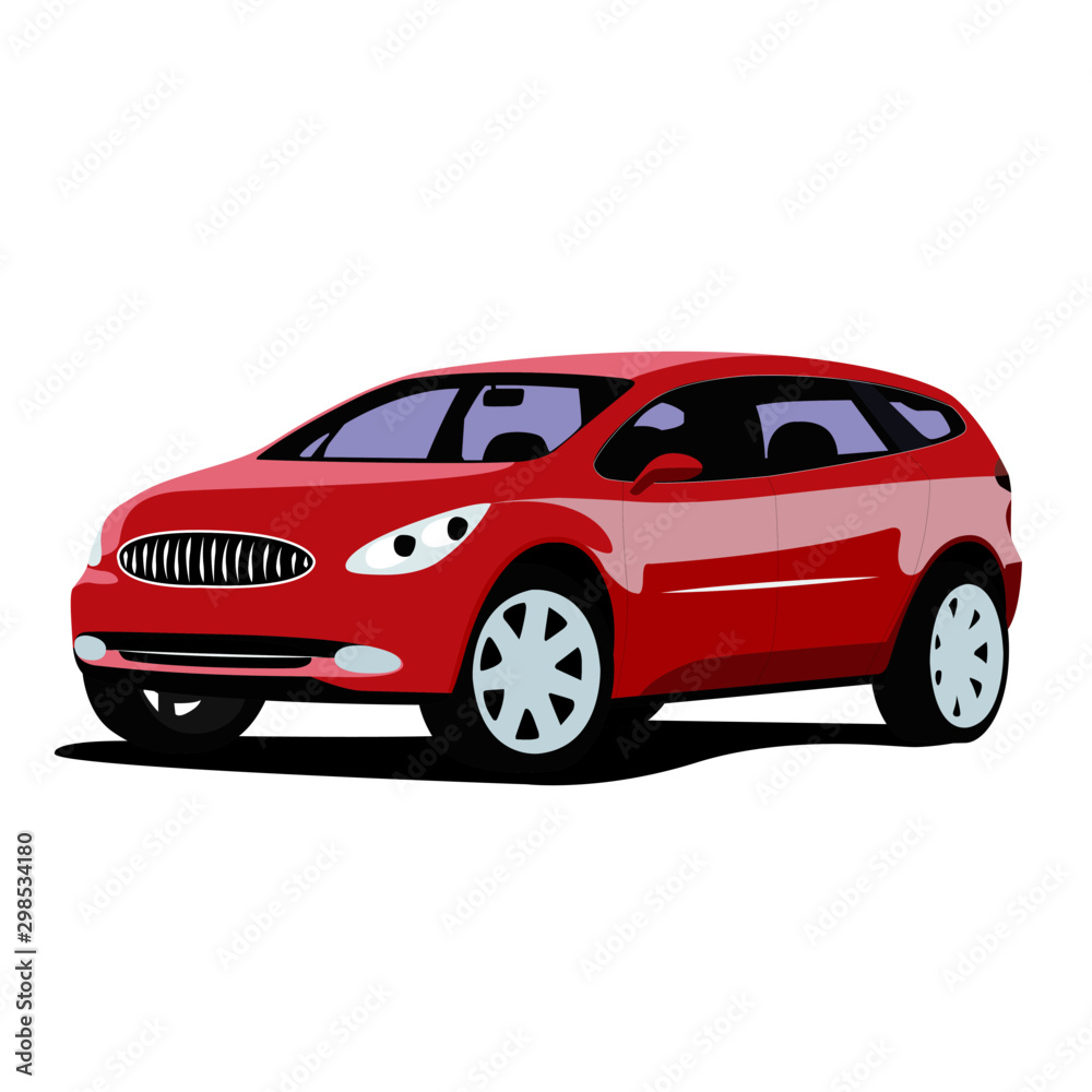 SUV red realistic vector illustration isolated