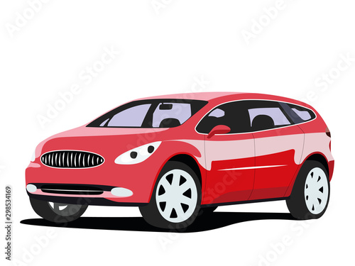 SUV red realistic vector illustration isolated