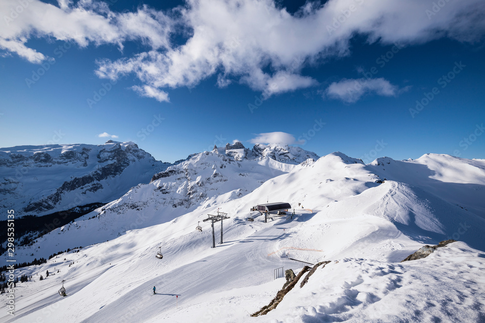 Winterlandschaft in Vorarlberg mit Blick auf die Drei Türme (Golm im Montafon)
