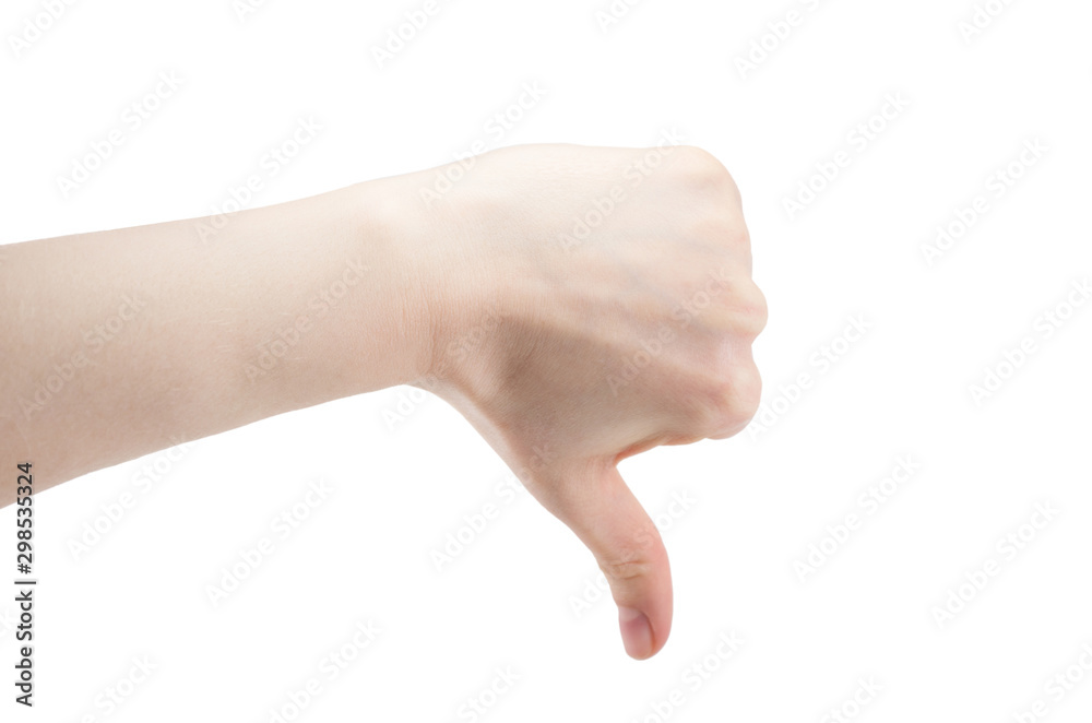 fist with thumb down isolated on white background, concept of negative, bad news fist with thumb down isolated on white background, concept of negative, bad news