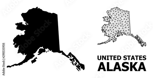 Solid and Wire Frame Map of Alaska State