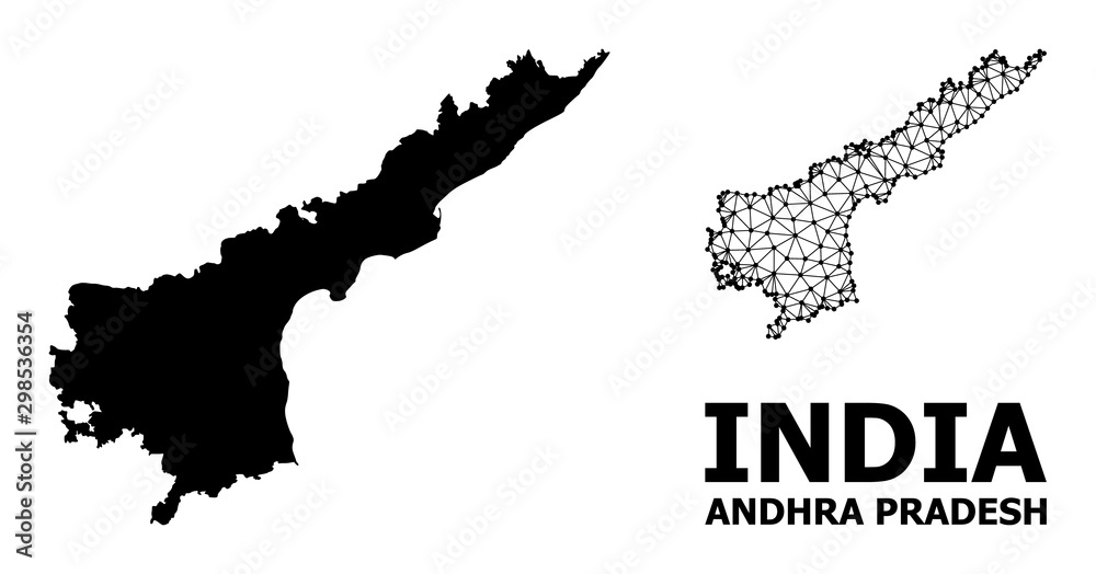 Obraz premium Solid and Network Map of Andhra Pradesh State