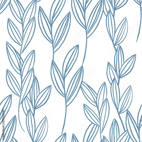 Flower leaves seamless pattern for wallpaper and textile design.