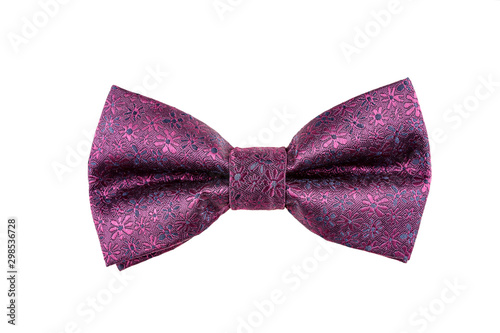 Fototapeta beautiful purple men's bow tie, bow tie isolated on white background