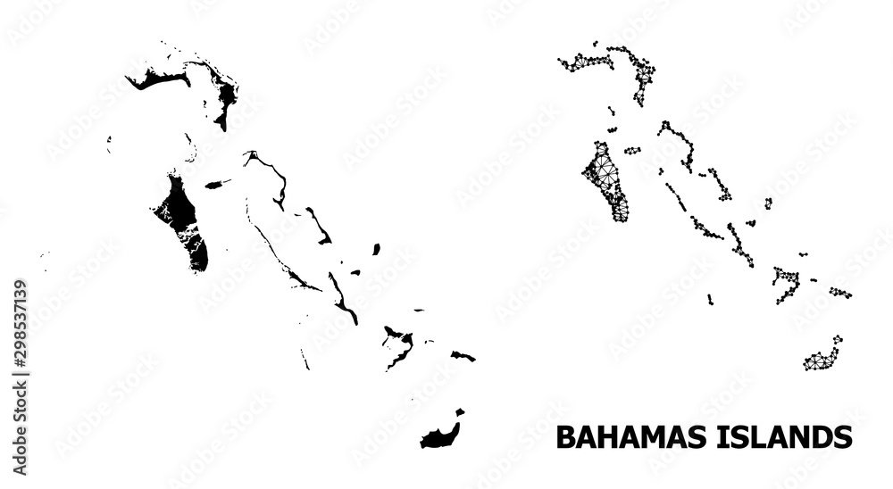 Fototapeta premium Solid and Network Map of Bahamas Islands
